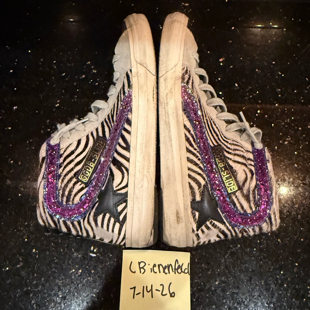 Golden Goose Vintage RARE Unicorn Zebra Pony Hair Purple and Blue Stripe Sz 38 - Picture 2 of 7